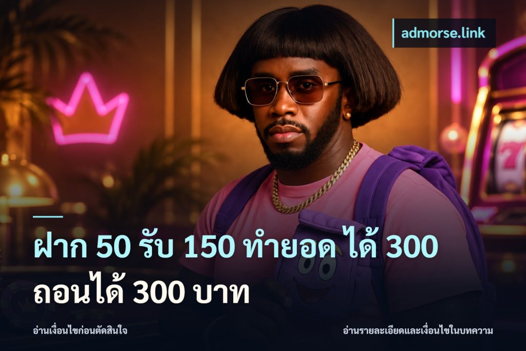 ฝาก 50 รับ 150 ทํายอด ได้ 300 ถอนได้ 300 บาท
