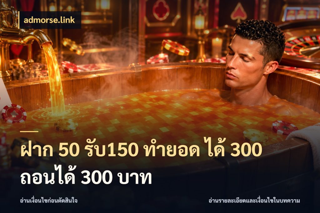ฝาก 50 รับ150 ทำยอด ได้ 300 ถอนได้ 300 บาท โปรยอดรับที่สายเกมสนใจ สไตล์ admorse.link