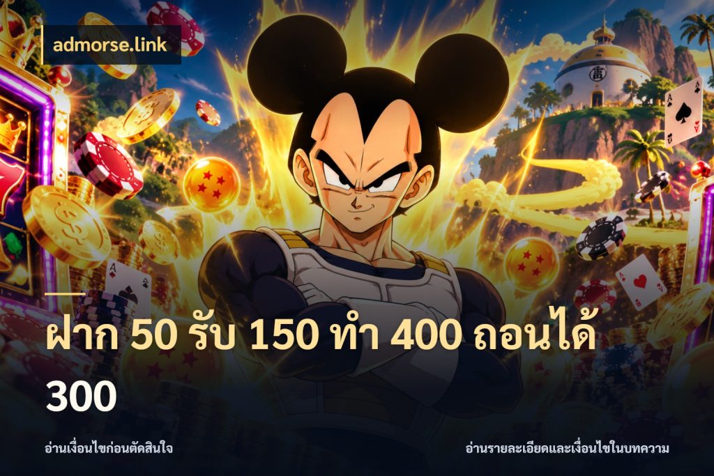 ฝาก 50 รับ 150 ทํา 400 ถอนได้ 300 รูปแบบโบนัสกับสิทธิ์ของสายเกม กับ admorse.link