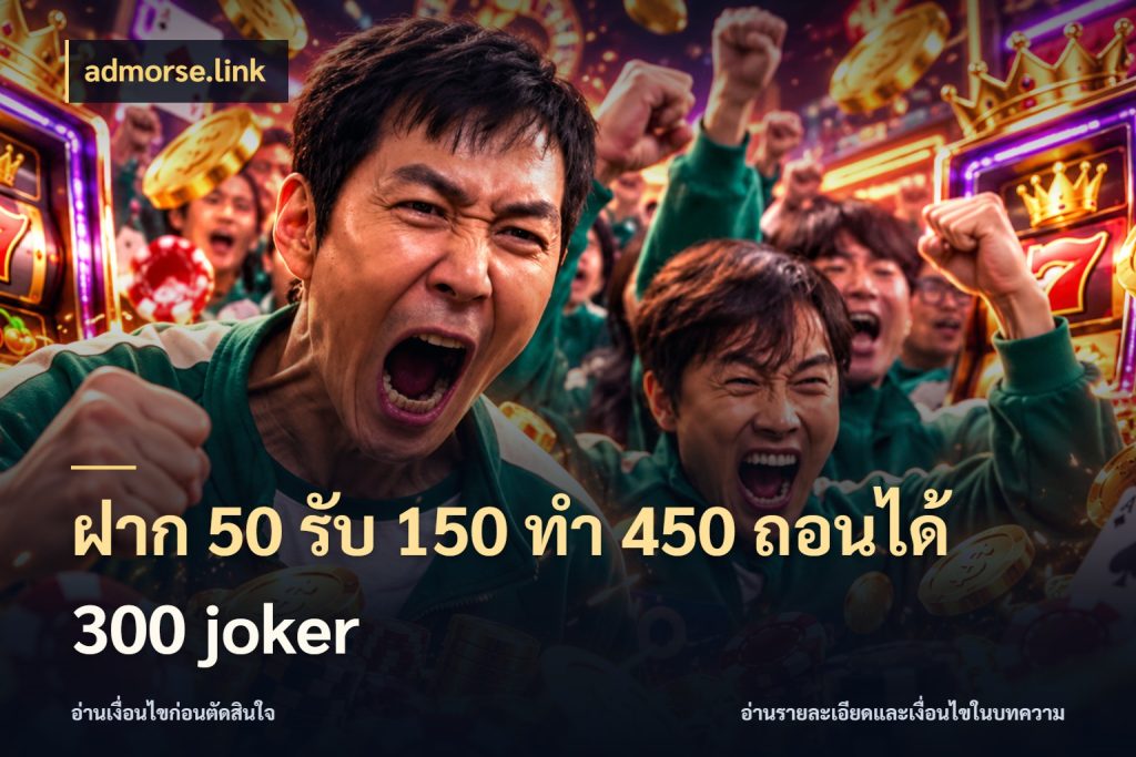 ฝาก 50 รับ 150 ทํา 450 ถอนได้ 300 joker admorse.link จับประเด็นยอดรับก่อนเลือกความสนุก