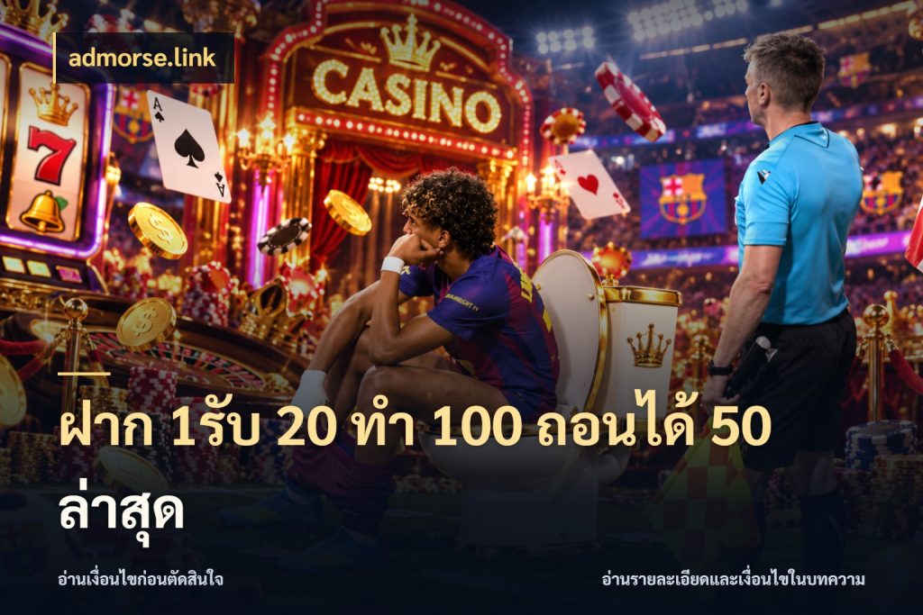 ฝาก 1รับ 20 ทำ 100 ถอนได้ 50 ล่าสุด สีสันของโปรฝากและยอดรับ ในมุม admorse.link
