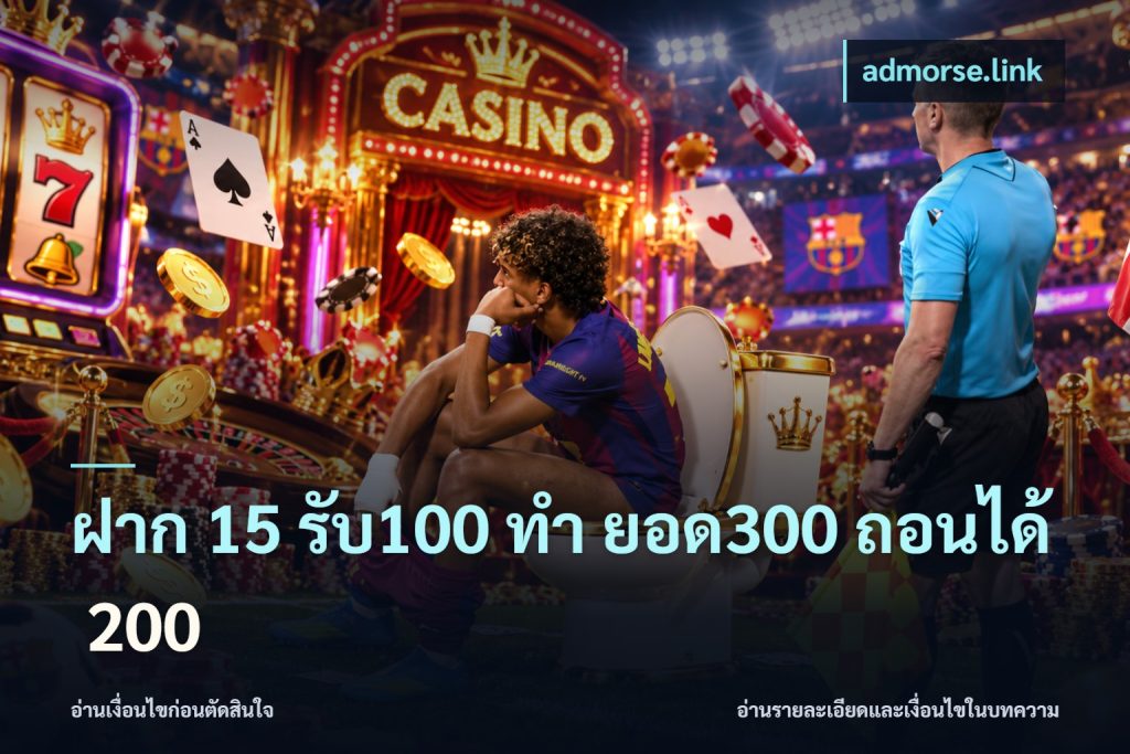 ฝาก 15 รับ100 ทํา ยอด300 ถอนได้ 200