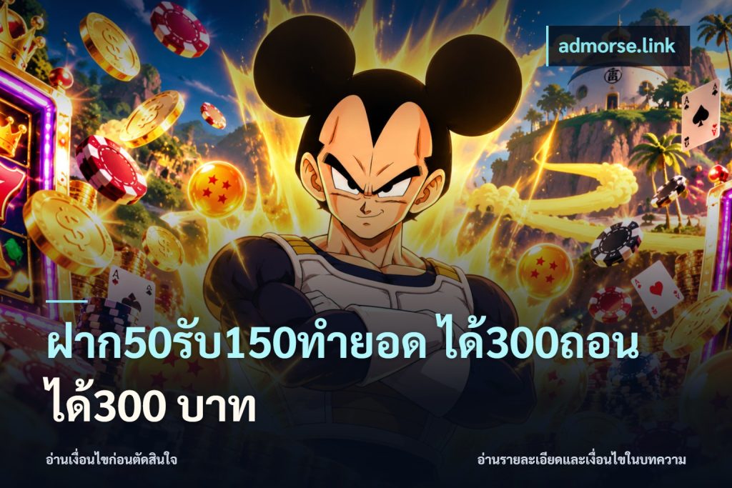 ฝาก50รับ150ทำยอด ได้300ถอนได้300 บาท