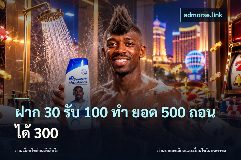 ฝาก 30 รับ 100 ทํา ยอด 500 ถอนได้ 300