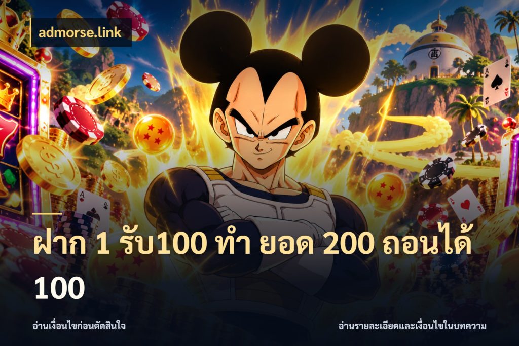ฝาก 1 รับ100 ทํา ยอด 200 ถอนได้ 100